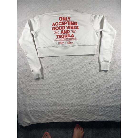 Los Sundays Tequila Crop Top Long Sleeve Sweatshirt Streetwear Size XS Graphic - Picture 4 of 8